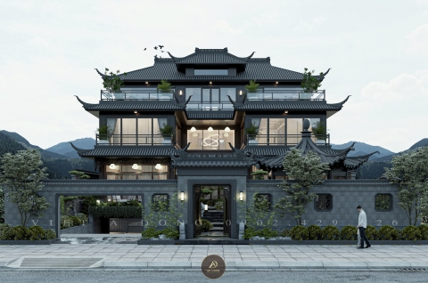 Thiết kế - Thi công kiến trúc biệt thự gỗ óc chó Thanh Vân Phủ